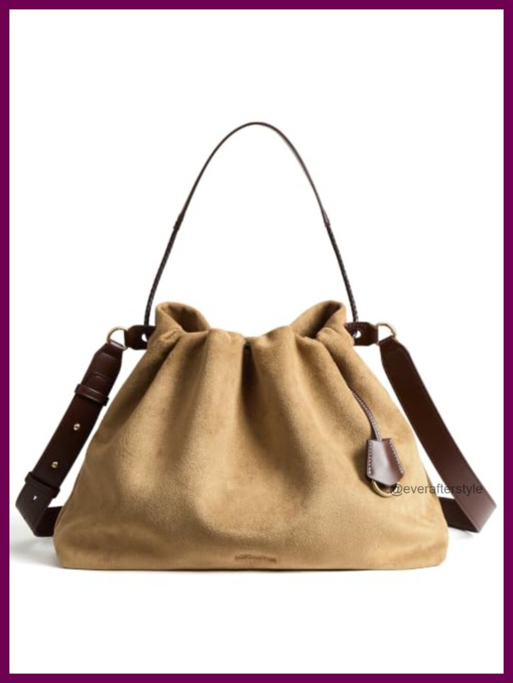 Faux Suede Slouchy Hobo Bag Drawstring Crossbody Shoulder Purse